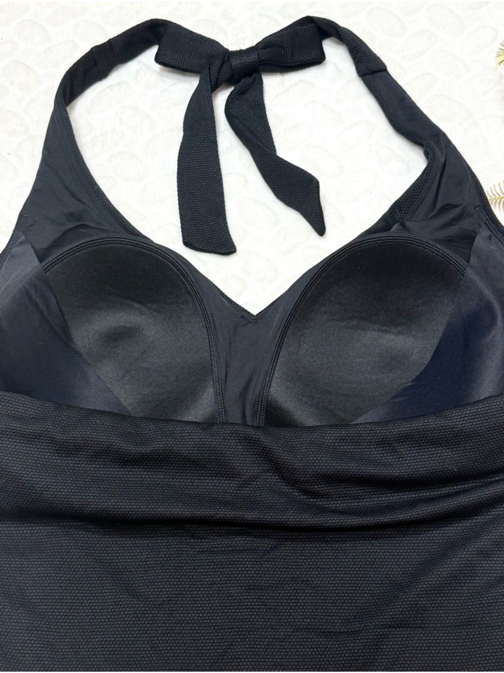 NWT SPANX 3X Plus Size Shaping Halter One Piece Swimsuit Black Tummy Control - Picture 4 of 10